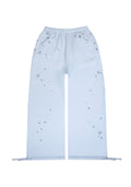 GLITCH EYELET OVERSIZED SWEATPANTS BABY BLUE