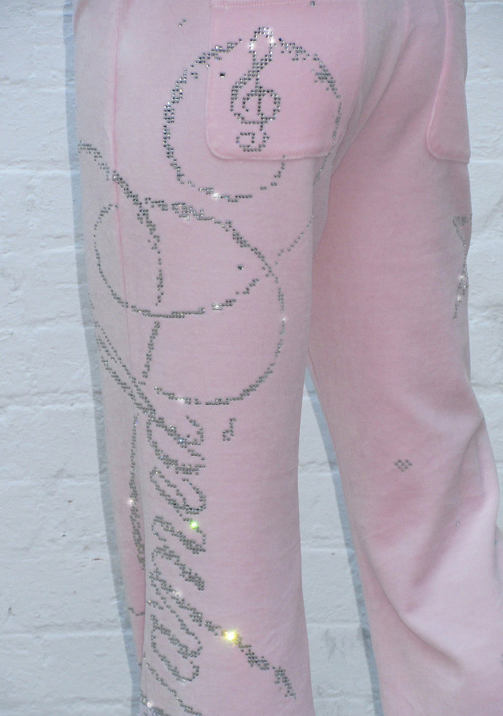 DREAMER RHINESTONE VELOUR SWEATPANTS BABY PINK