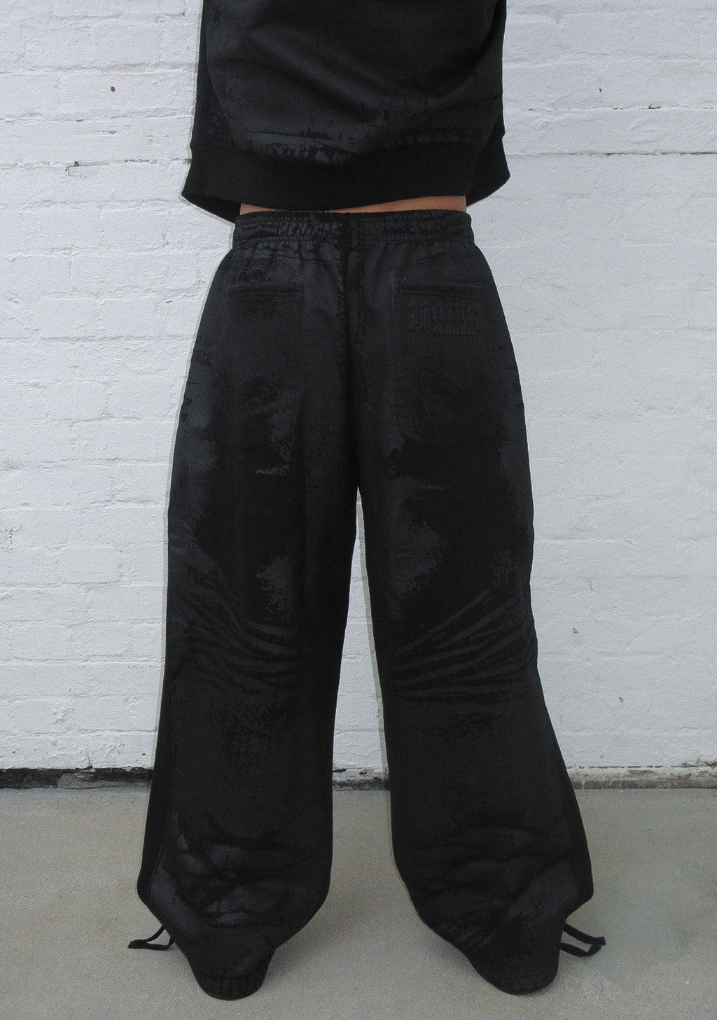 FAITHFUL LEATHER EFFECT OVERSIZED SWEATPANTS BLACK