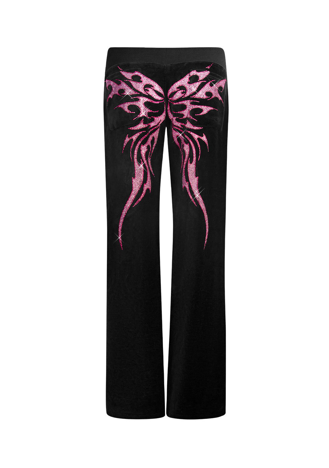 IDOL RHINESTONE VELOUR SWEATPANTS BLACK